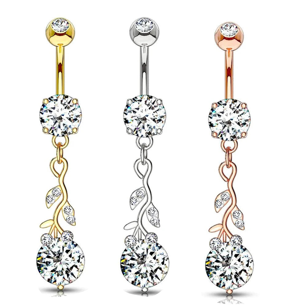Wholesales Fashion Belly Rings 3 Color Cheap Price Dangle Navel Rings Belly Piercing Barbell bar 14g 10mm for Summer Bea