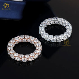 925 Sterling Silver 10k 14k 18k Solid Gold Moissanite Engagement Hoop Rings Classic Ice Out Solid Gold VVS Wedding Rings