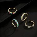 Brass 18K Gold Plated Enamel Love Heart Finger Ring Adjustable Heart Ring for Women Girls