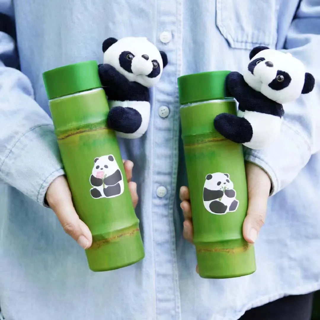 Wholesale Creative Design of Bamboo 500ml Plastic Bottle Food Grade PET Material Milk Tea Takeaway Portable Packaging Bottles