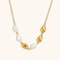 Dingran Fashion Jewelry Fresh Water Pearl Beaded Necklace Stainless Steel 18k Gold Plated Jewelry for Women