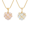 G1464 Hot Sale Jewelry Necklaces Love Pendant Natural Crystal Opal Powder Crystal Peach Love Heart Shape Rose Quartz Necklace