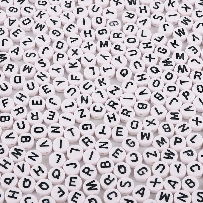 100pcs/15g Acrylic Beads Alphabet Letter Beads 7mm DIY Children's Early Education Beads for Jewelry Making Bracelet