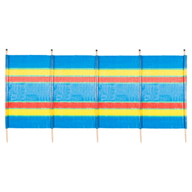 Beach Wind Screen with 7 Wooden Poles Outdoor Windbreak Beach Holiday Camping Garden Wind Breaker Shelter Sun Screen