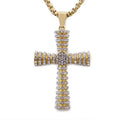 Hiphop Jewelry Stainless Steel Gold Plated Diamond Crystal Cross Pendant Necklace