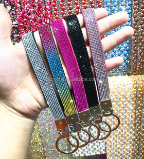 Wholesale Fashion Colored Metal Rhinestone Keychain Accessories Crystal Wristbands and Wristbands With Rhinestones