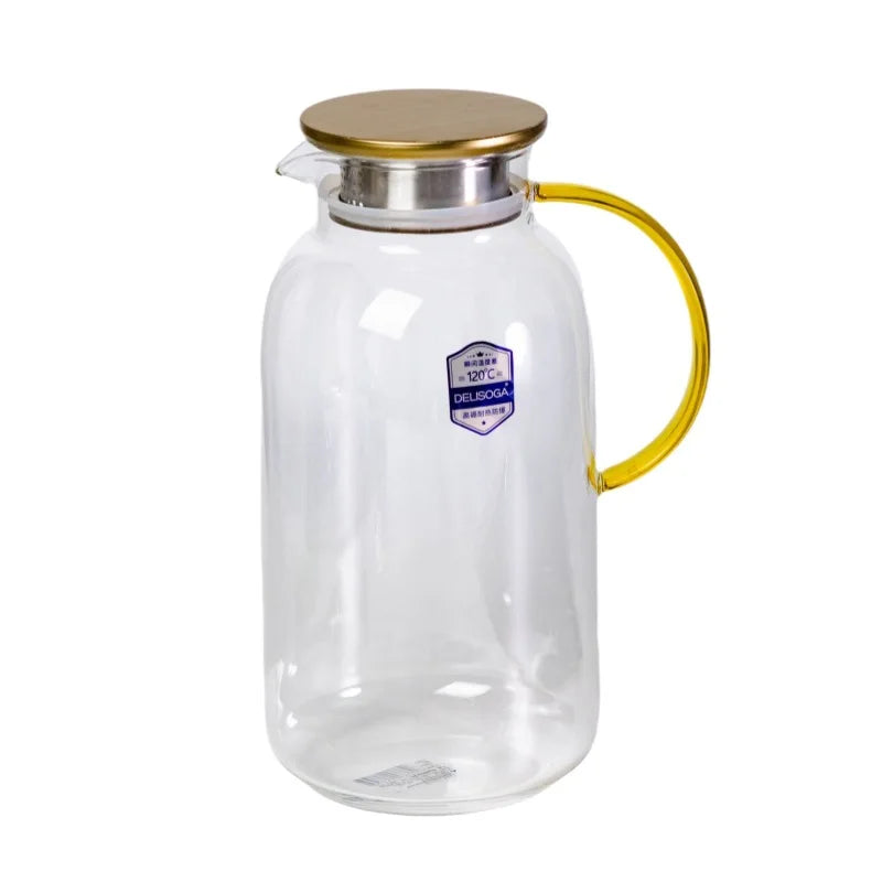 Hxglass High Borosilicate Glass Kettle 1800ml Eco-Friendly Glass Handle Modern Design Clear Amber Smoot Cold Hot Water Jug
