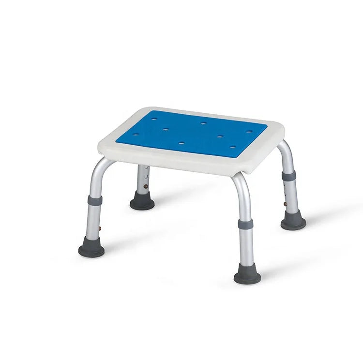 Portable Plastic Padded Step Stool with Aluminum Shower Seat Adjustable Non-Slip Bath Safety Equipment for Bathroom Use
