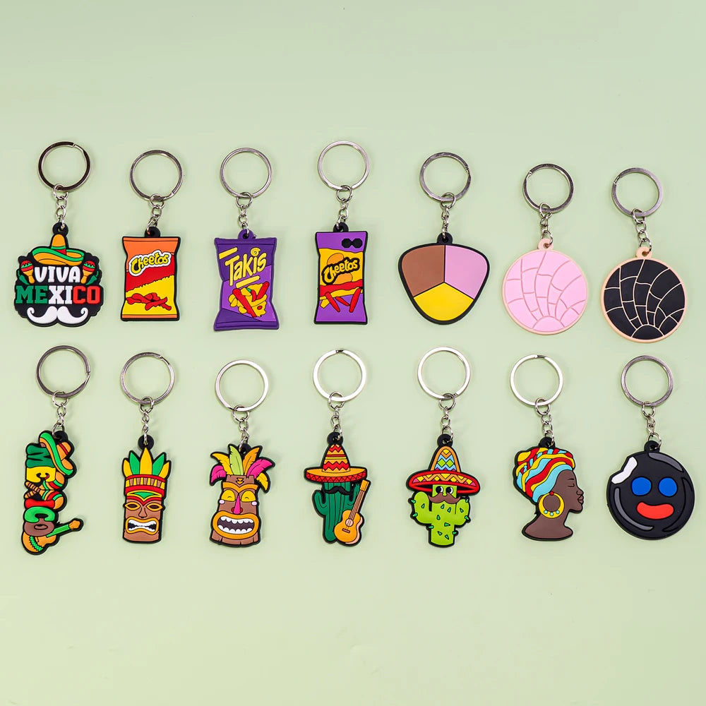 Wholesale Custom Mexican Food Keychain Stainless Steel Taco Keyring Cute Personalized PVC Keychains for Promotional Gifts