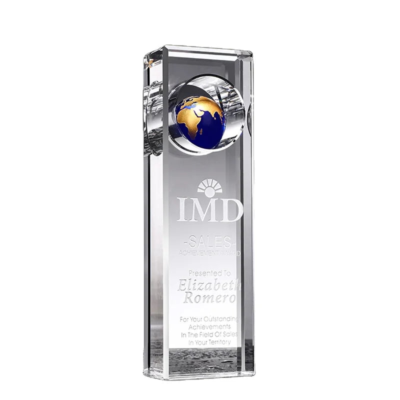 Small Bridge Wholesale Customization High-Grade Colored Crystal Glass Trophy New Design Sport  Crystal Trophy Award