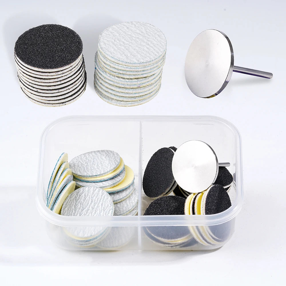 New 2 Color Combination 25mm Pedicure Sanding Discs With Mandrel Electric Callus Remover Abrasive Dust Free Sanding Papers
