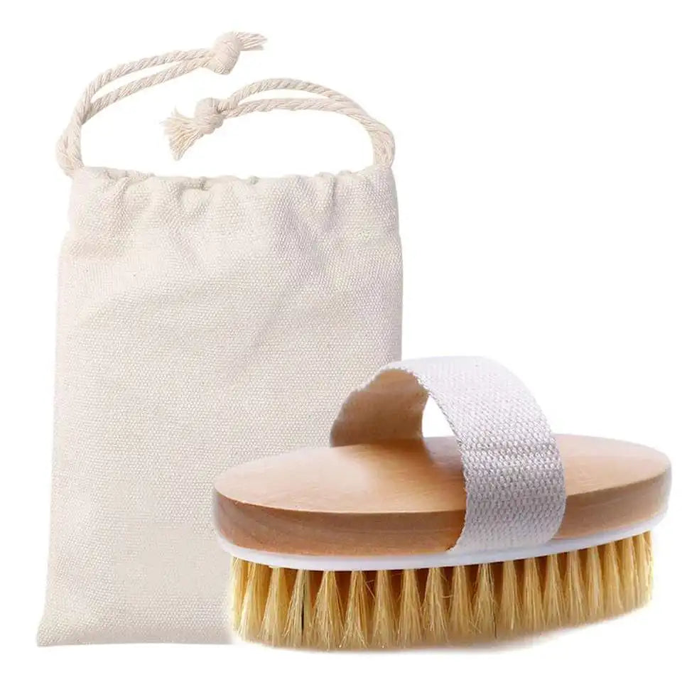 Private Label Dry Skin Wooden Bath Brush Natural Bamboo Sisal Bristle Body Brush for Cellulite Exfoliating
