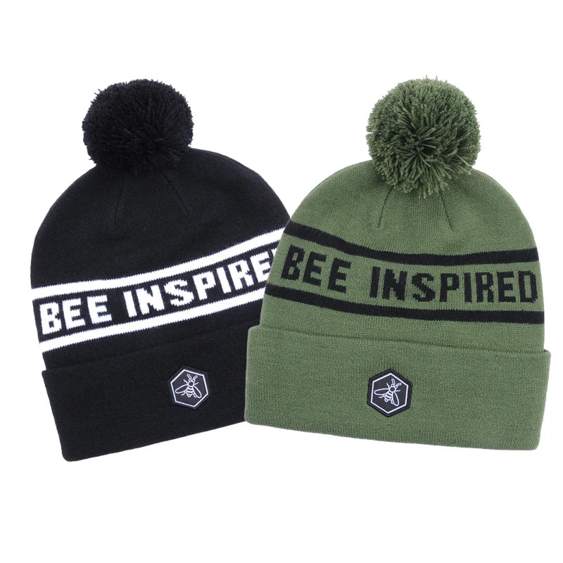 Customer Color Acrylic Jacquard Team logo Pompom Soccer Beanie Winter Ski Beanies for Men