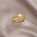 High Quality Women Jewelry Love Heart Cable Link Ring IP 18k Gold Plated Chain Link Heart Ring Stainless Steel