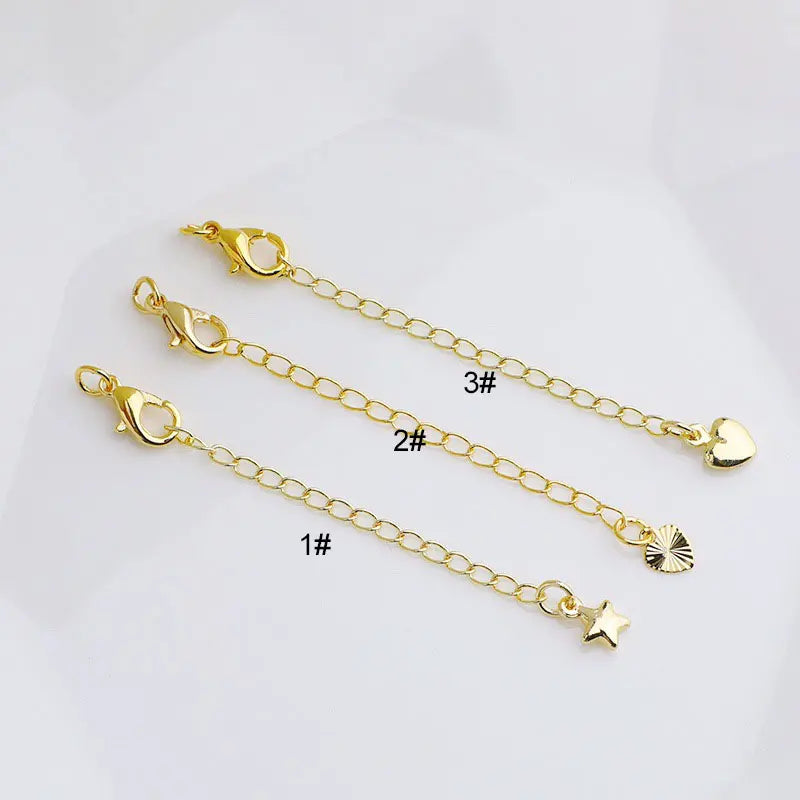 Brass 2 Inch Gold Extension Tail Chain Lobster Clasps Connector for DIY Jewelry Making Findings Bracelet Necklace