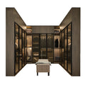 Modern Bedroom Furniture Walk-In Closet with Light Melamine Wood Glass Door for Home Clothes Storage Dining Application