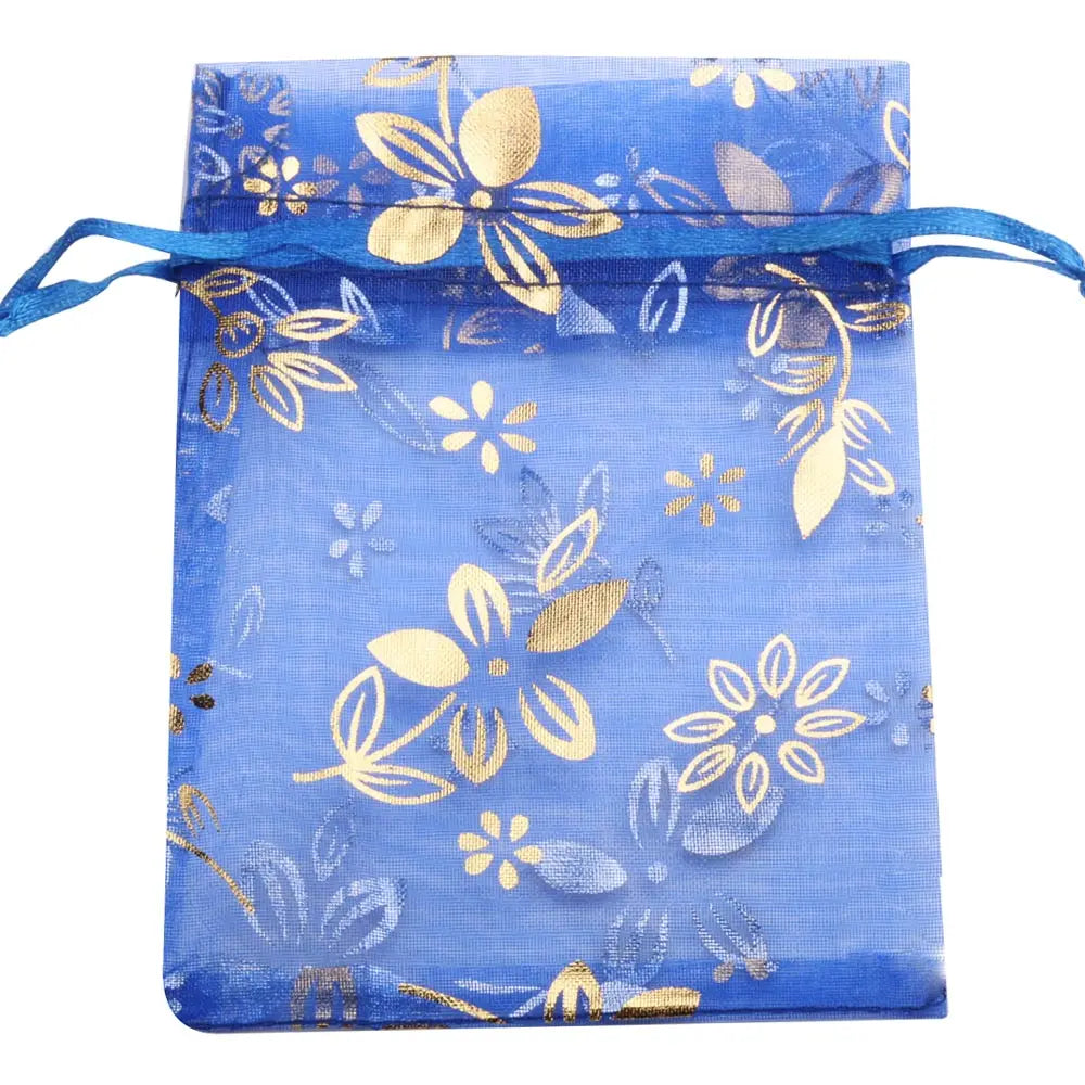 13*18cm Dactylicapnos Scandens Gold Print Foil Organza Bag
