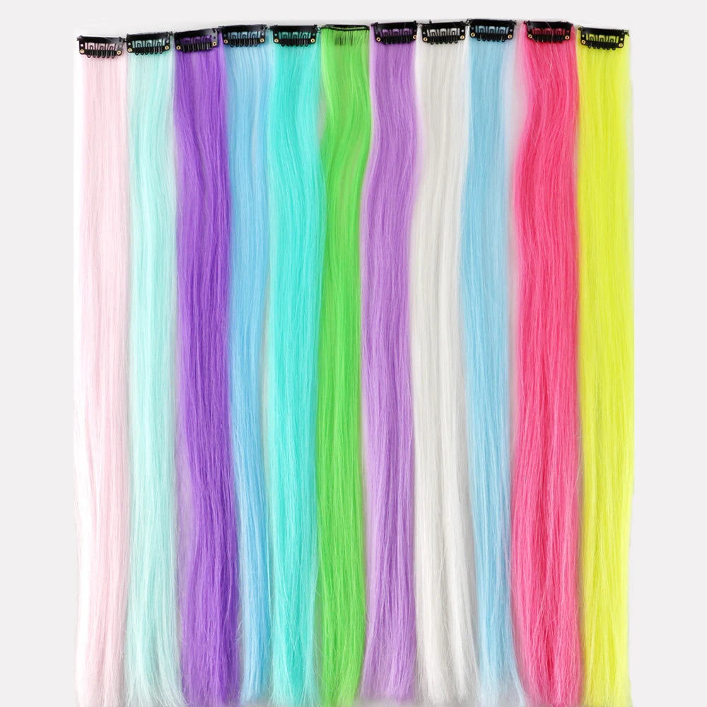 20 Inch Glow Hair Neon Glowing Synthetic Hair Extension Florescent Light Braiding Hair Shining in the Dark