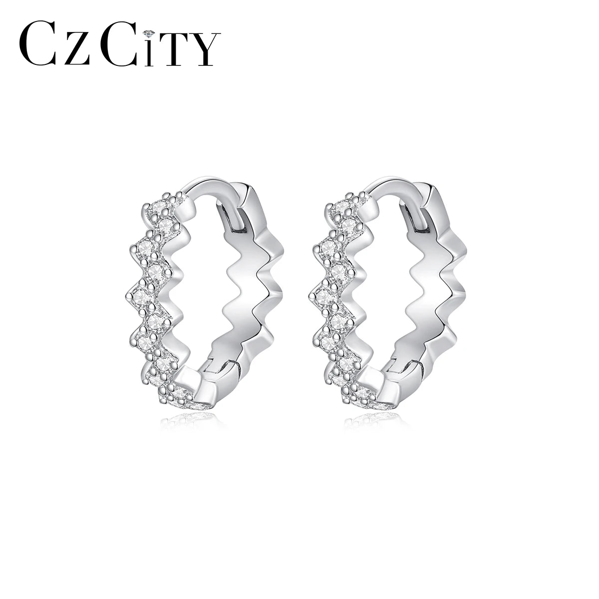 CZCITY Popular Design Fine Jewelry Hoop Huggies Minimalist Cute Earing Gold Zircon Women 925 Sterling Silver Earring