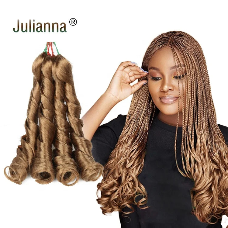 Kanekalon Spiral French Curl Wave Yaki pony Style Curly Wavy Afro Kinky Extensions Synthetic Braids for African Hair Attachments