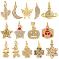 Women Factory Wholesale Gold Color Brass  Zircon Star Moon Charms Designer Pendant Necklace Bracelet  Diy Jewelry Accessories