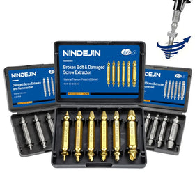 Manufacturer 4PC 5PC 6PC NINDEJIN Titanium-Plated Industrial Stripped Screw Extractor Set Speed Damaged Screw Extractor Kit