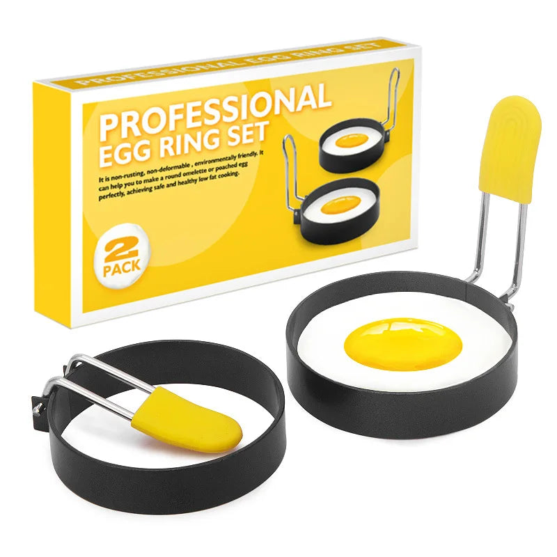 Professional Eco-Friendly Iron & Stainless Steel Egg Ring Set Round Cooker Rings Egg Maker Molds for Home Cooking Tools