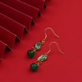 Retro Hotan Jade Enamel Technology Turquoise Earrings Ancient Earrings Long Drop Earrings Hook Jewelry