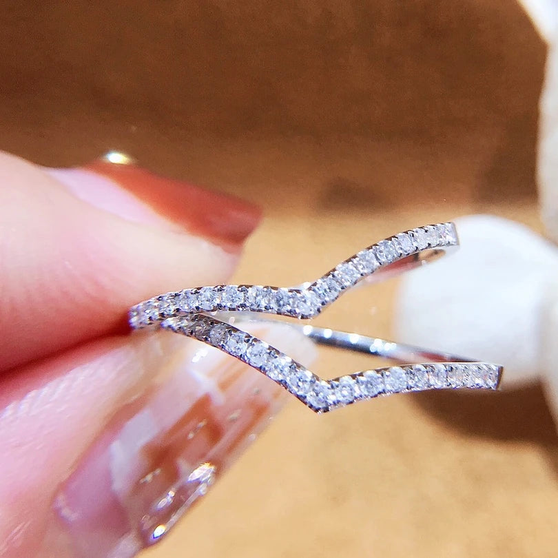 18k Solid Gold Real Natural Diamond Classic Fine Custom AU750 Trendy Wedding Engagement Dainty Love Rings Lady