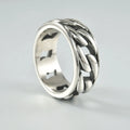 Vintage Silver 316L Stainless Steel Spinner Band Men's Finger Ring with Wavy Design for Wedding and Engagement