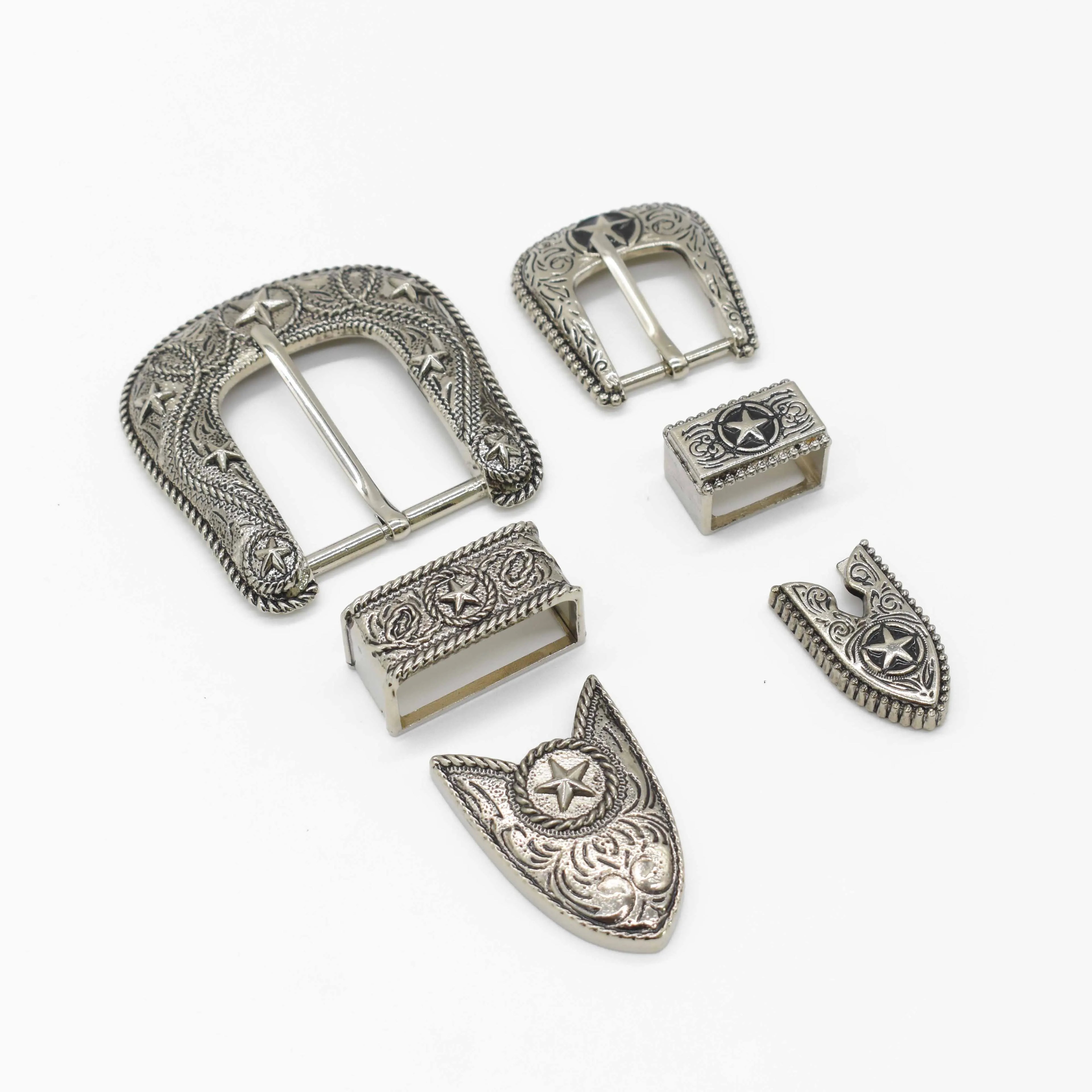 High Quality Customized Fashion Western Buckle 3-piece Belt Pin Buckle Set