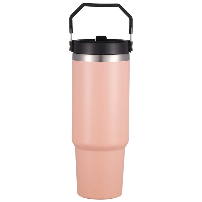 30oz Classic Flip Straw Tumbler for Sport New Design Stainless Steel Cup with Double-Wall Insulated Vacuum Flask