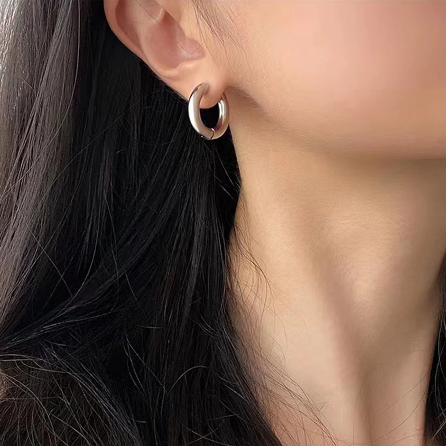 Simple Jewelry 12mm Round Hoop Earring Wedding Gift Geometric Stainless Steel Circle Hoop Earrings for Women