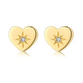 Unique Design Trendy Simple Heart Stud Earrings Inlaid Sparkling Zircon Brass 18K Gold Plated Women's Wedding Gift Party
