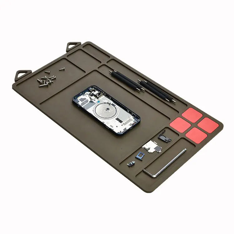 Heat Insulation Silicone Repair Mat with Scale Ruler and Screw Position for Soldering Iron Phone and Computer Repair