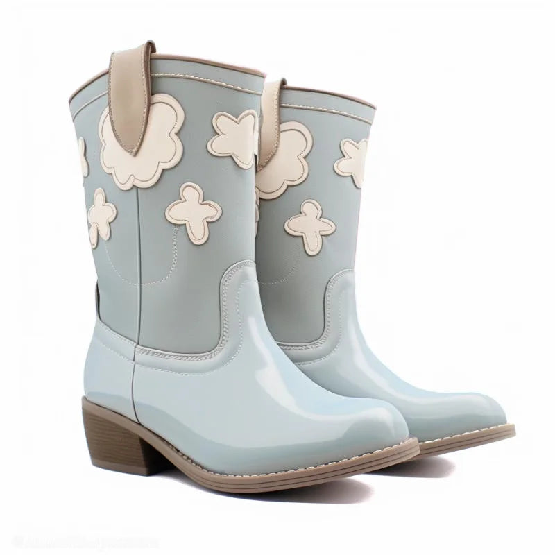Girls Summer Western Cowboy Ankle Boots Leather Design with Non-Slip Flat Bottom and Zip Closure Kids Shoes