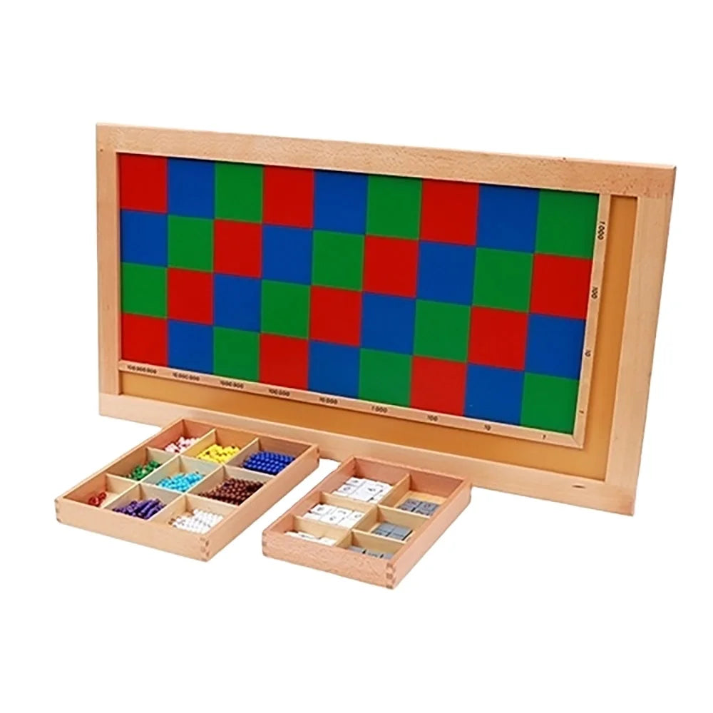 High Quality Beech Wooden Learning Educational Toys Montessori Mathmatic Checker Board Learning Educational Toys