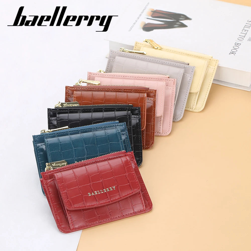 Baellerry Leather Small Wallet Women Luxury Brand Famous Mini Women Wallets Purses Short Coin Zipper Purse Card Holder
