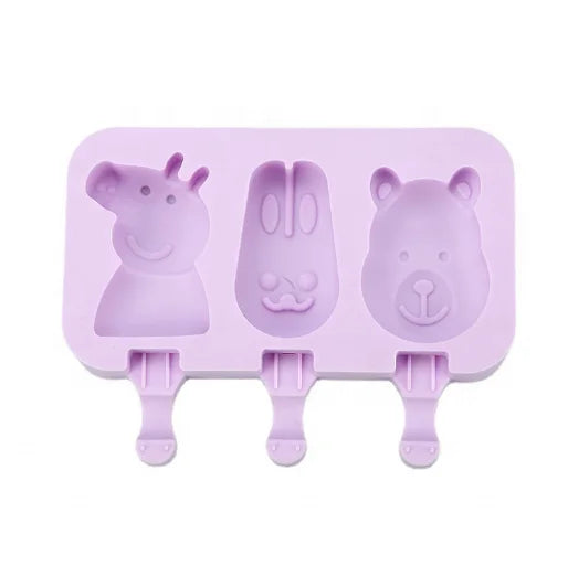 Creative DIY Household Silicone Ice Cream Mold Eco-Friendly Food Grade Material Custom Logo Summer Cartoon Theme Three Popsicle