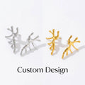 Fashionable Cute Simple Women Stainless Steel Jewelry Silver Color Christmas Antler Animal Stud Earrings