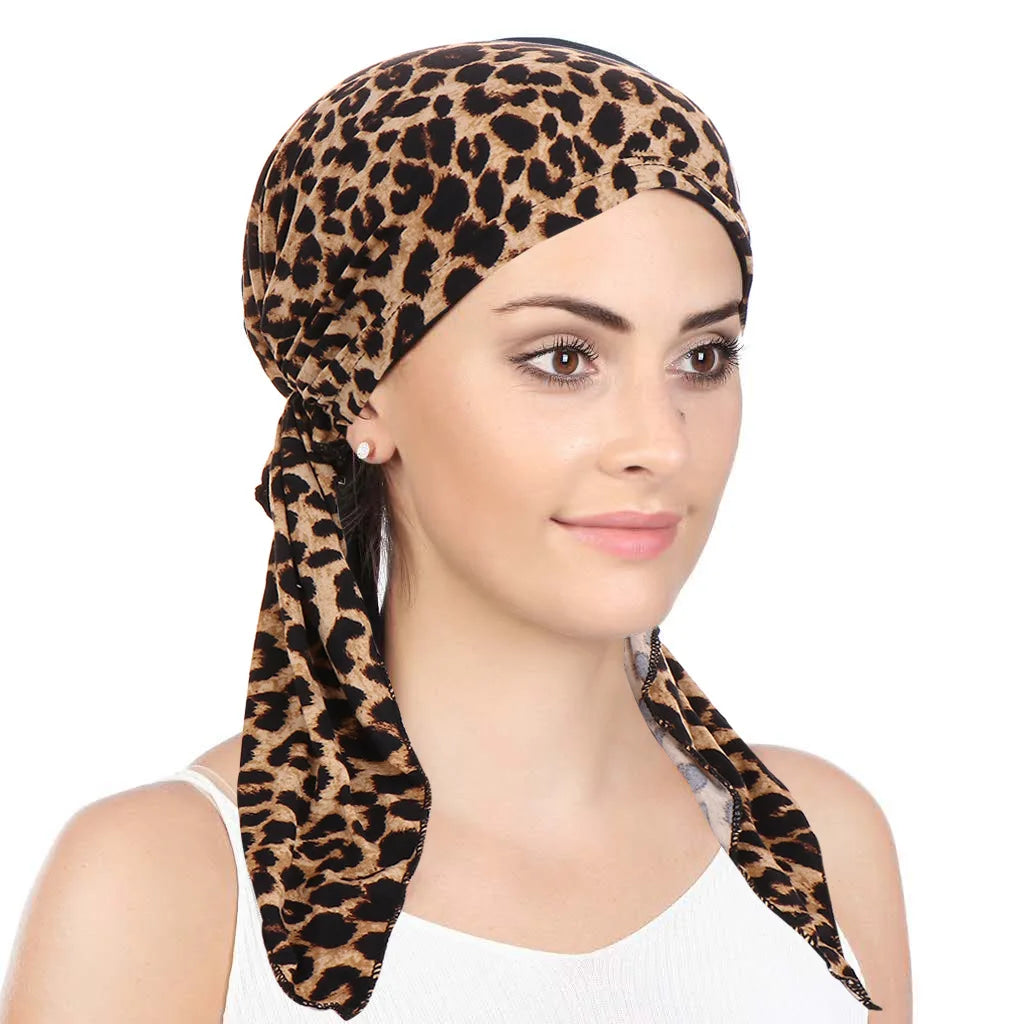 Muslim Headdress Turban Bonnet for Woman Curved Two Tail Flower Cloth Pullover in Stock