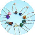 Newest Selling Design Charm Natural Stone Rose Quartz Bracelet with Adjustable Gold Paperclip Chain Bracelet