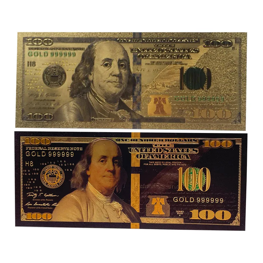 Waterproof US Gold Plated Banknote New USD 100 Dollar Home Decorative Metal Crafts Business Birthday Gift Collection