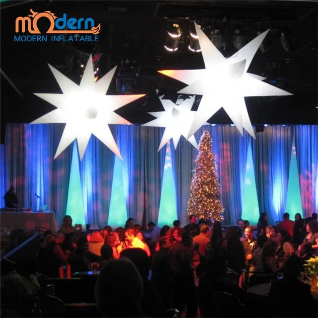 Giant 1.5m Christmas Outdoor Inflatable LED Star with Polyester Taffeta for Nightclub Decoration Advertising Balloon