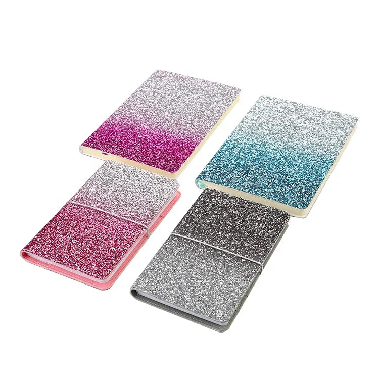 A5 Custom Design Glitter PVC Refill Notebook Elastic Band PP Cover Factory Wholesale Journal Diary Planner for Personal Use
