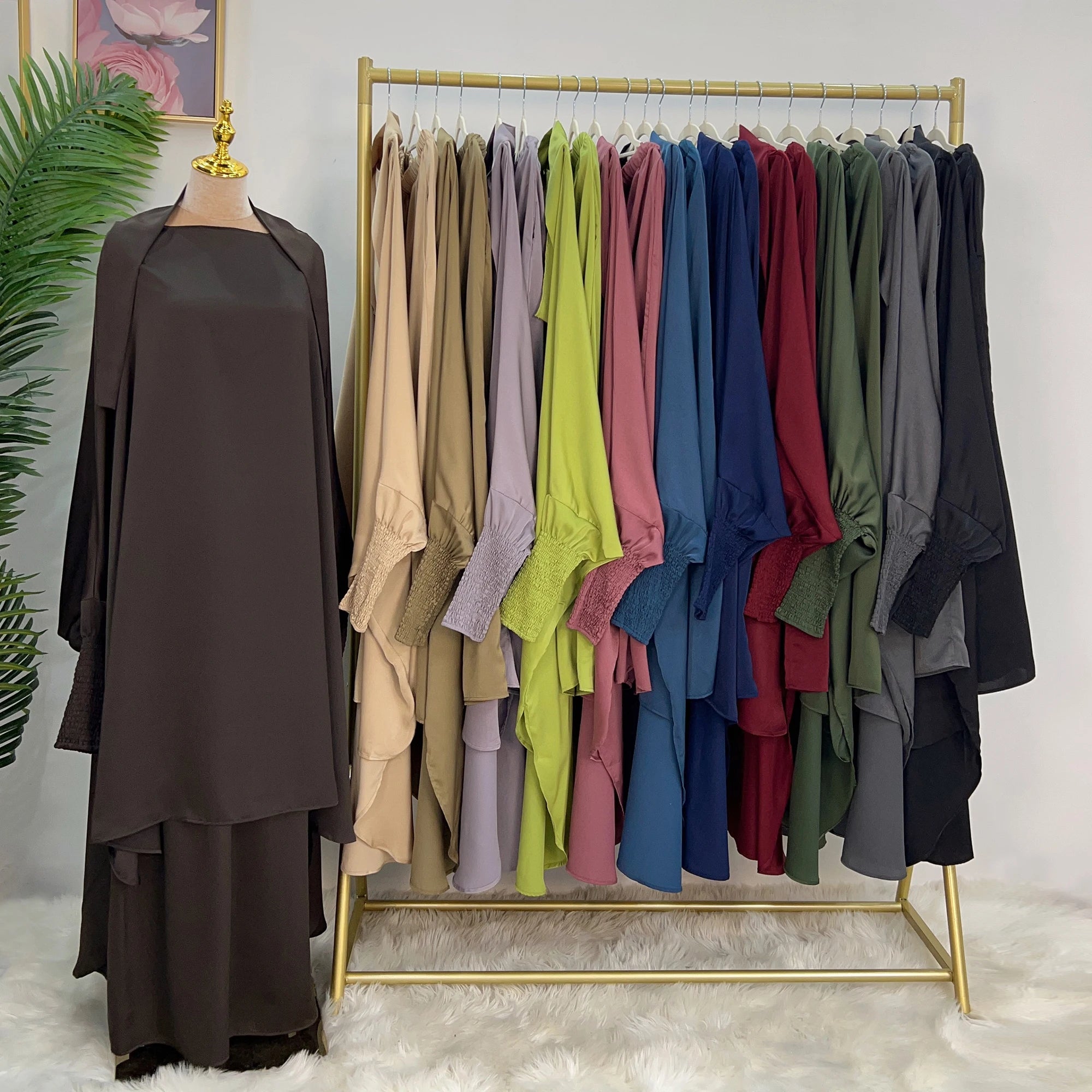 Loriya Fashion Ramadan New Collections Hot Sale Prayer Abaya Jilbab Top and Long Skirt for Women Muslim Clothes