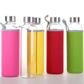 Hot Sale Portable Borosilicate Glass Water Bottle for Hiking Camping Custom Clear Transparent with Sleeve Lid for Boiling Water