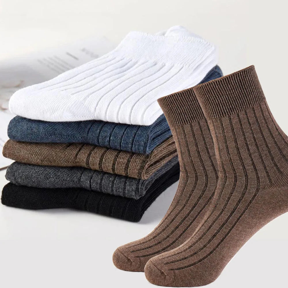 Custom Logo Cotton Mens Business Socks Black White Sweat-Absorbent Crew Sports Socks