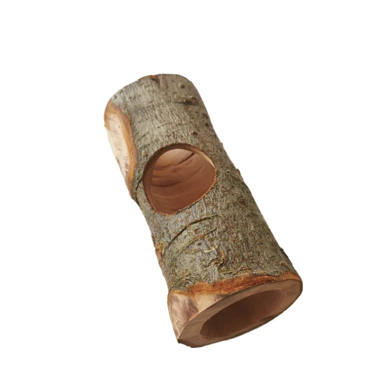 Natural Apple Wood Hamster Tunnel Tube Hollow Tree Trunk Wooden Hiding Cave Pet Toy Tree Hole