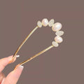 Vintage Sparkling Rhinestone Pearl Hair Stick Traditional U-Shaped Hairpins Alloy Chinese Bun Tool Updos Headpiece for Women